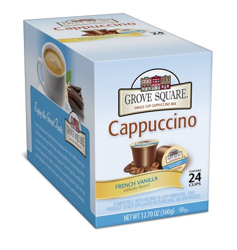 Grove Square Cappuccino, French Vanilla, 24-Count Single Serve Cup for Keurig K-Cup Brewers