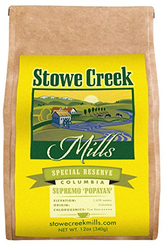 Stowe Creek Mills COLOMBIAN POPAYAN Special Reserve, Scientifically selected and roasted – whole bean – 12oz