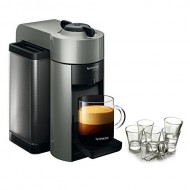 Nespresso VertuoLine Evoluo Grey Coffee and Espresso Maker with Free Set of 6 Espresso Glasses