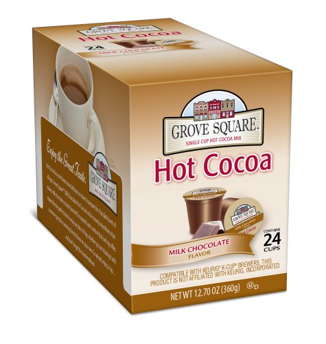 Grove Square Hot Cocoa, Milk Chocolate, 24 Count Single Serve Cup for Keurig K-Cup Brewers