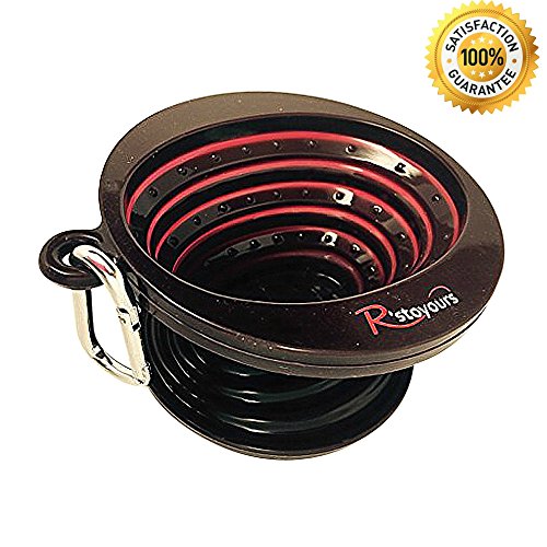 R’stoyours Collapsable, Silicone Pour Over Coffee Maker with Carabiner, Single Serve, Travel Size, Brown